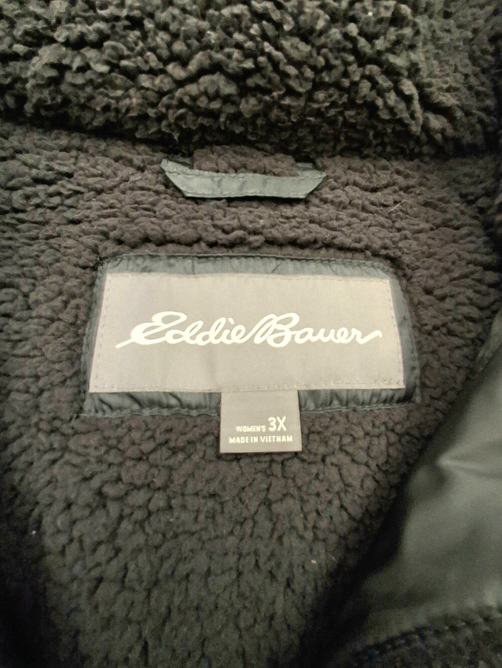 Eddie Bauer Women’s 3X Black Down Puffer Parka Faux Fur Hood Winter Coat - Picture 12 of 15